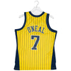 Adult Indiana Pacers Jermaine O'Neal #7 Gold Pinstripe Hardwood Classic Jersey by Mitchell and Ness