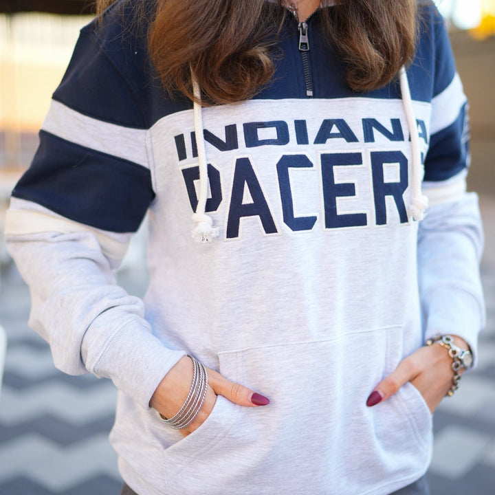 Adult Indiana Pacer Amp Bay Ridge 1/4 Zip Fleece Sweatshirt in Grey by '47