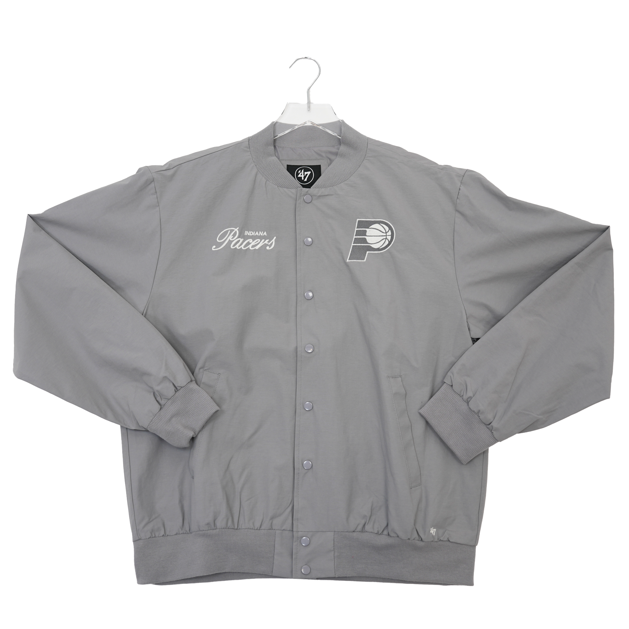 Adult Indiana Pacers Euro Step Twill Bomber Jacket in Grey by 