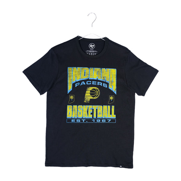 Adult Indiana Pacers 23-24' CITY EDITION Overview Franklin Short Sleeve T-Shirt by 47' - Front View