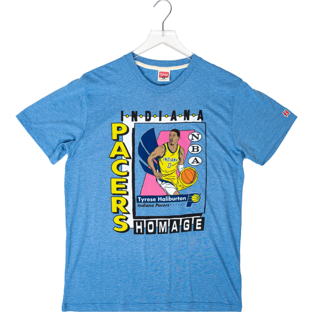 Adult Indiana Pacers Tyrese Haliburton Skybox T-shirt in Blue by Homage