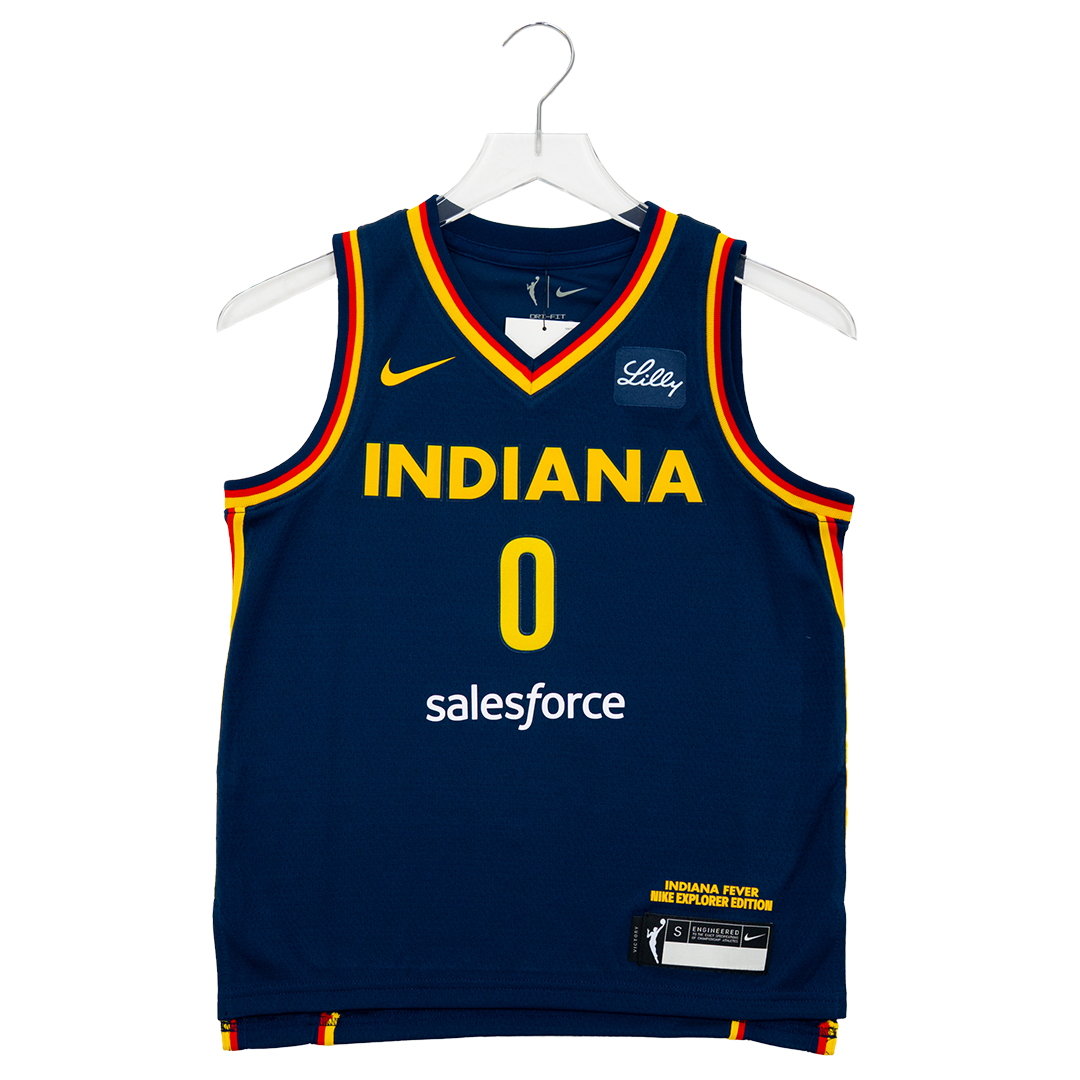 Youth Indiana Fever #0 Kelsey Mitchell Explorer Swingman Jersey in Navy by Nike