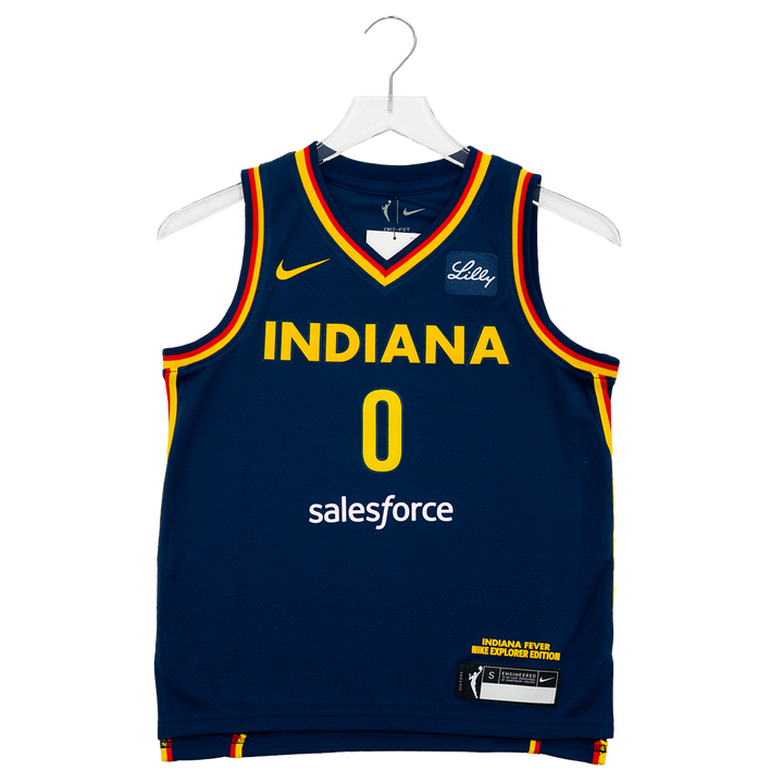 Youth Indiana Fever #0 Kelsey Mitchell Explorer Swingman Jersey in Navy by Nike