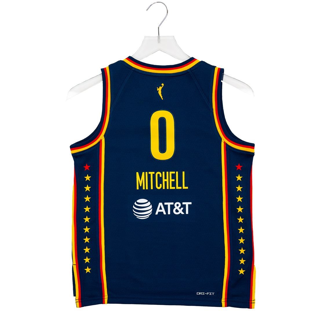 Youth Indiana Fever #0 Kelsey Mitchell Explorer Swingman Jersey in Navy by Nike