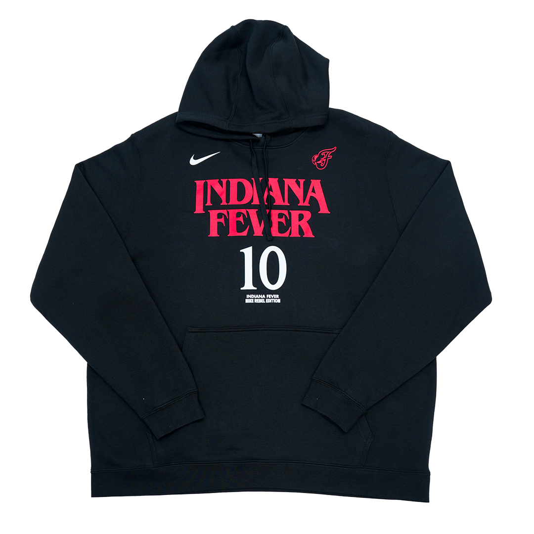 Adult Indiana Fever #10 Lexie Hull Stranger Things Rebel Name and Number Hooded Sweatshirt in Black by Nike