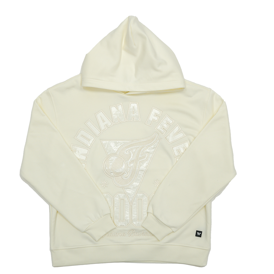 Women's Indiana Fever Satin Applique Hooded Sweatshirt in Cream by Wild Collective