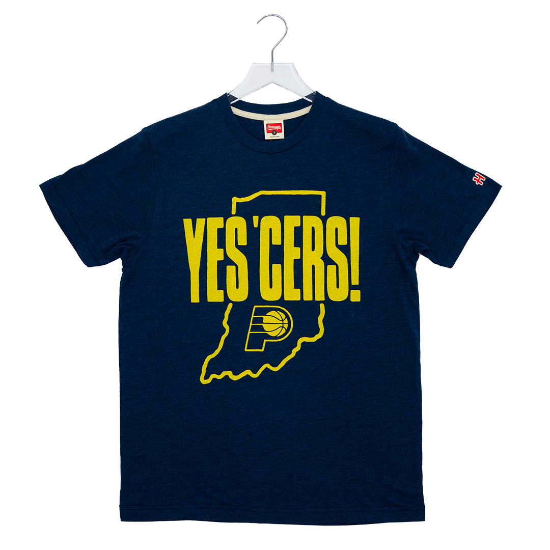 Adult Indiana Pacers Yes 'Cers State T-shirt in Gold by Homage