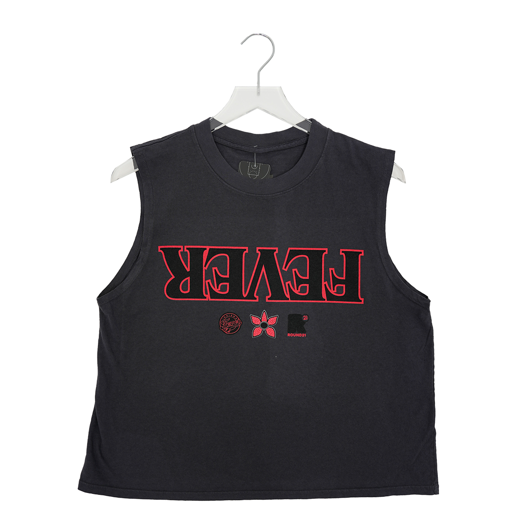 Women's Indiana Fever Stranger Things Strength T-shirt in Charcoal Grey by Round21