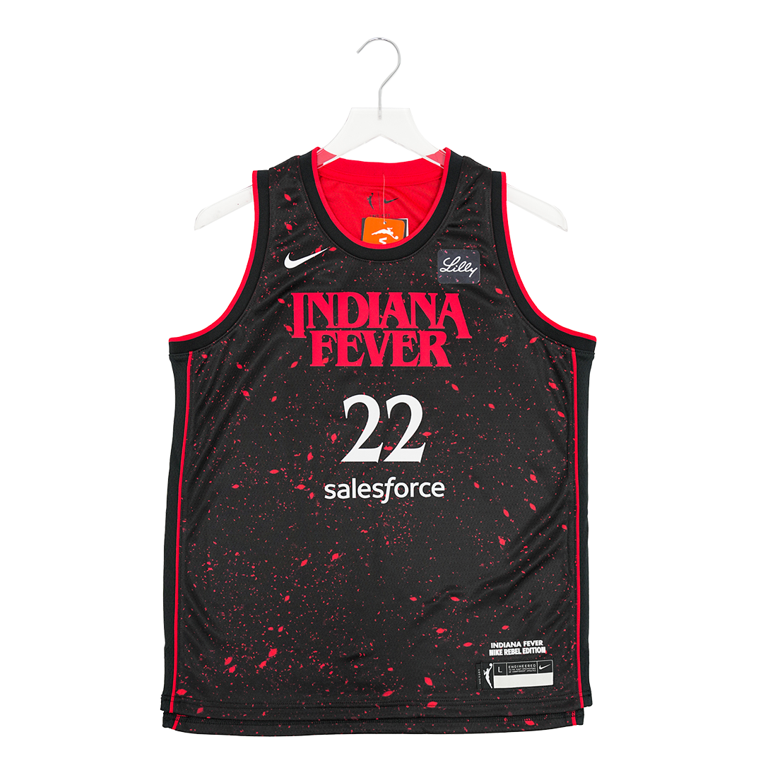 Youth Indiana Fever #22 Caitlin Clark Stranger Things Rebel Swingman Jersey in Black by Nike