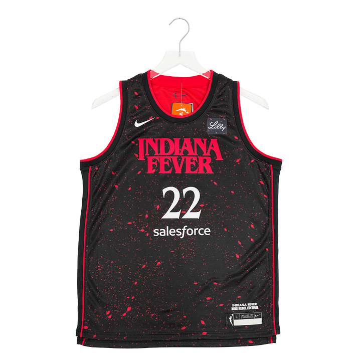 Youth Indiana Fever #22 Caitlin Clark Stranger Things Rebel Swingman Jersey in Black by Nike