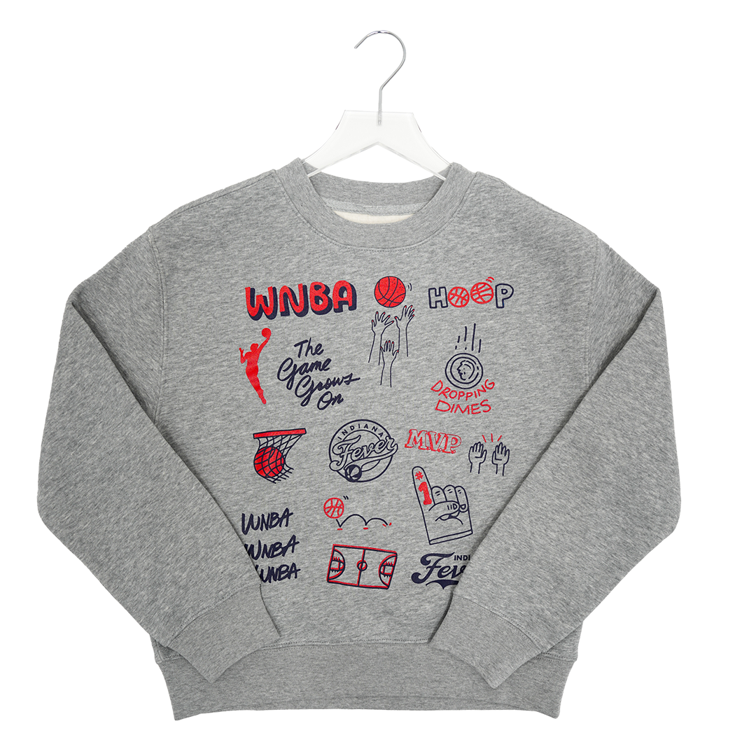 Youth Indiana Fever Hoops Crewneck Sweatshirt in Grey by Round21