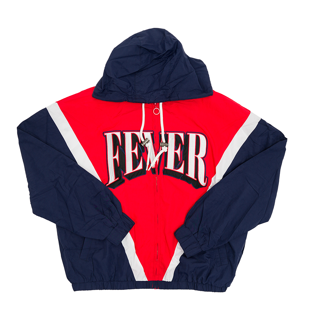 Women's Indiana Fever Full-Zip Crinkle Hooded Windbreaker in Red