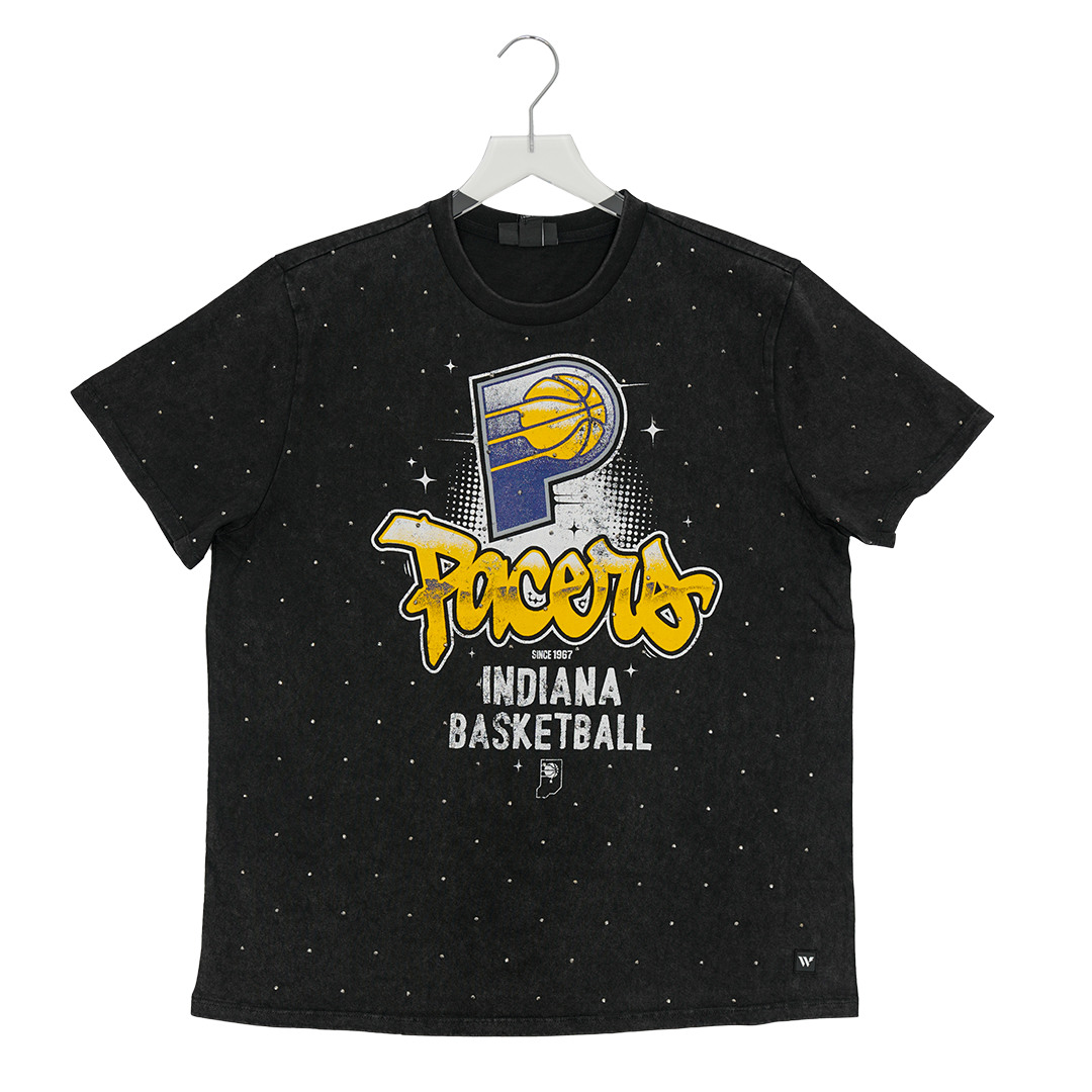 Women's Indiana Pacers Crystal Band T-shirt in Black by Wild Collective