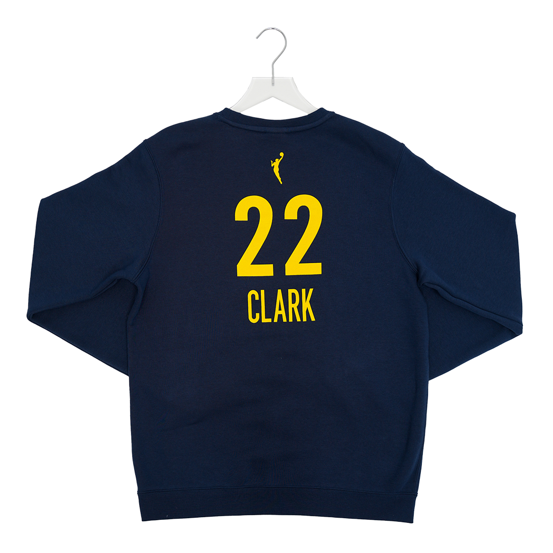 Adult Indiana Fever #22 Caitlin Clark Explorer Name and Number Crewneck Sweatshirt in Navy by Nike