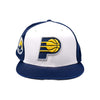 Adult Indiana Pacers Primary Logo Satin 59Fifty Hat in White by New Era - Front View