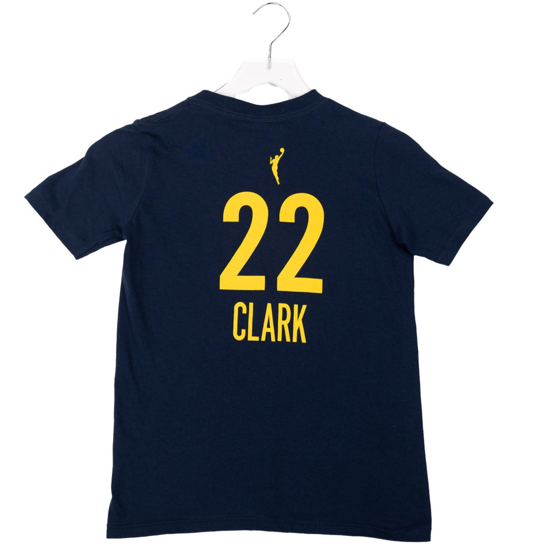 Youth Indiana Fever #22 Caitlin Clark Explorer Name and Number T-Shirt in Navy by Nike - Back View