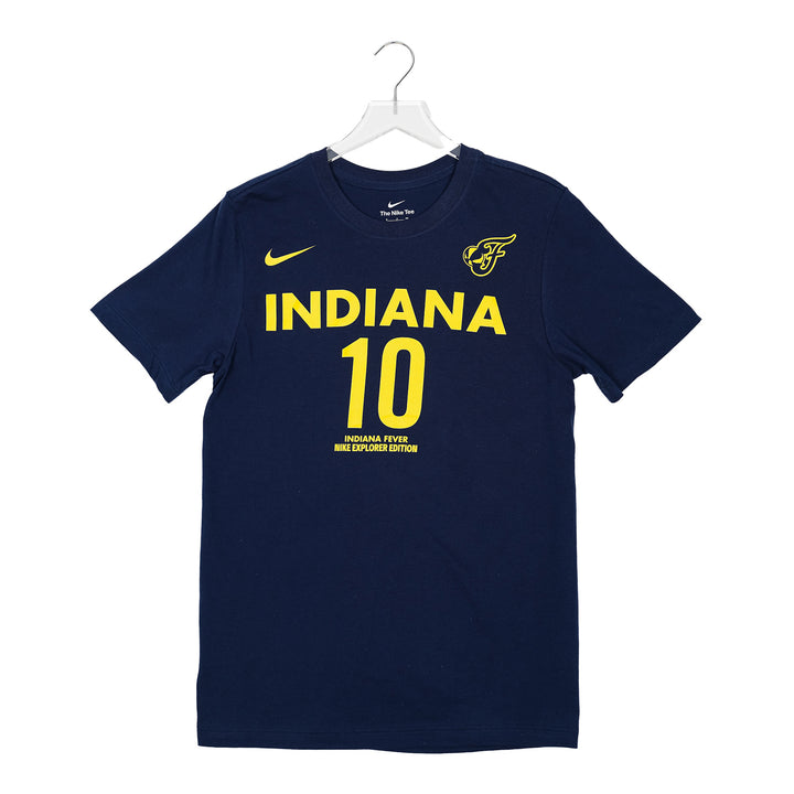 Adult Indiana Fever #10 Lexie Hull Explorer Name and Number T-shirt in Navy by Nike - Front View