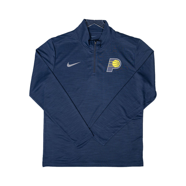 Adult Indiana Pacers Primary Logo 1/4 Zip Intensity Pullover in Navy by Nike - Front View