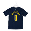 Youth Indiana Pacers Tyrese Haliburton #0 Icon Name and Number T-shirt by Nike In Navy - Back View
