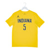 Adult Indiana Pacers #5 Jarace Walker Statement Name and Number T-shirt by Jordan in Gold - Front View