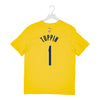 Adult Indiana Pacers #1 Obi Toppin Statement Name and Number T-shirt by Jordan in Gold - Back View