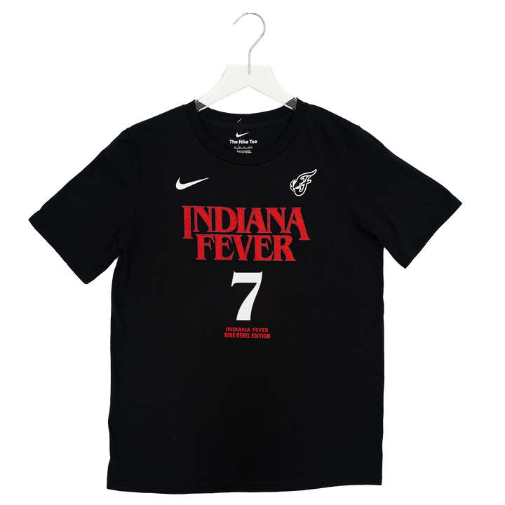 Youth Indiana Fever #7 Aliyah Boston Stranger Things Name and Number T-shirt in Black by Nike