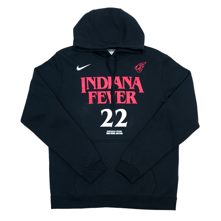 Adult Indiana Fever #22 Caitlin Clark Stranger Things Rebel Name and Number Hooded Sweatshirt in Black by Nike
