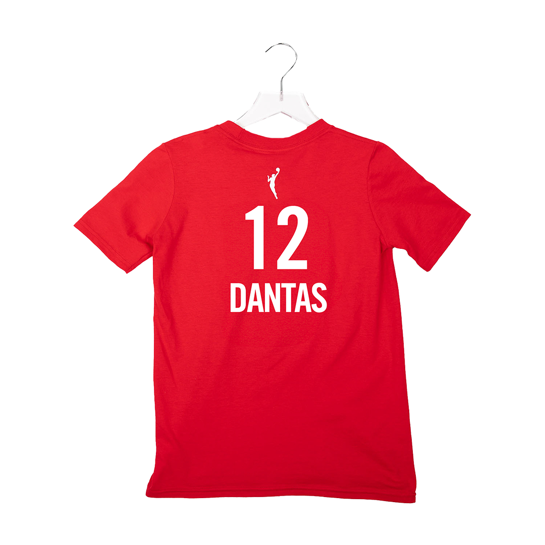Adult Indiana Fever #12 Damiris Dantas Rebel Name and Number T-Shirt in Red by Nike