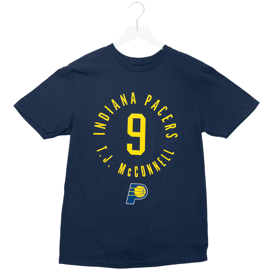 Adult Indiana Pacers #9 T.J. McConnell Alternate Icon Name and Number T-shirt in Navy by Pacers Team Store