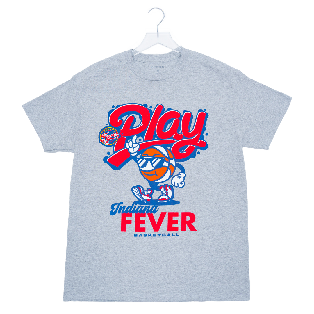 Adult Indiana Fever Short Sleeve Play Basketball T-Shirt in Grey by KUR8TED