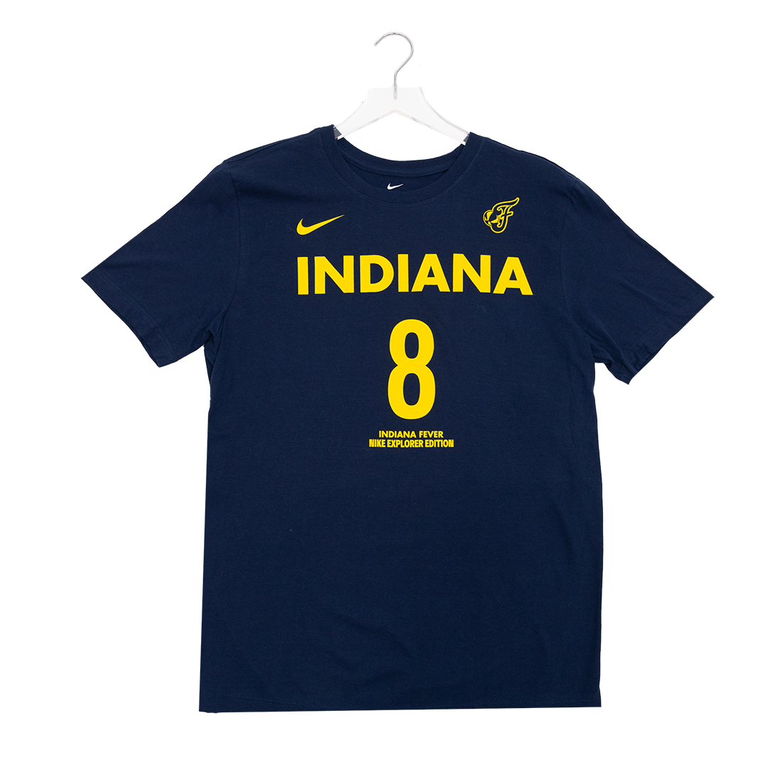Adult Indiana Fever #8 Sophie Cunningham Explorer Name and Number T-Shirt in Navy by Nike