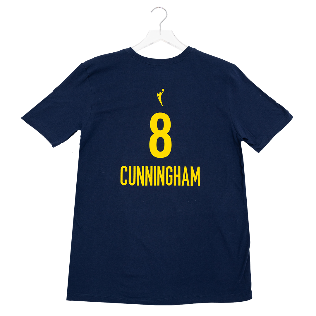 Adult Indiana Fever #8 Sophie Cunningham Explorer Name and Number T-Shirt in Navy by Nike