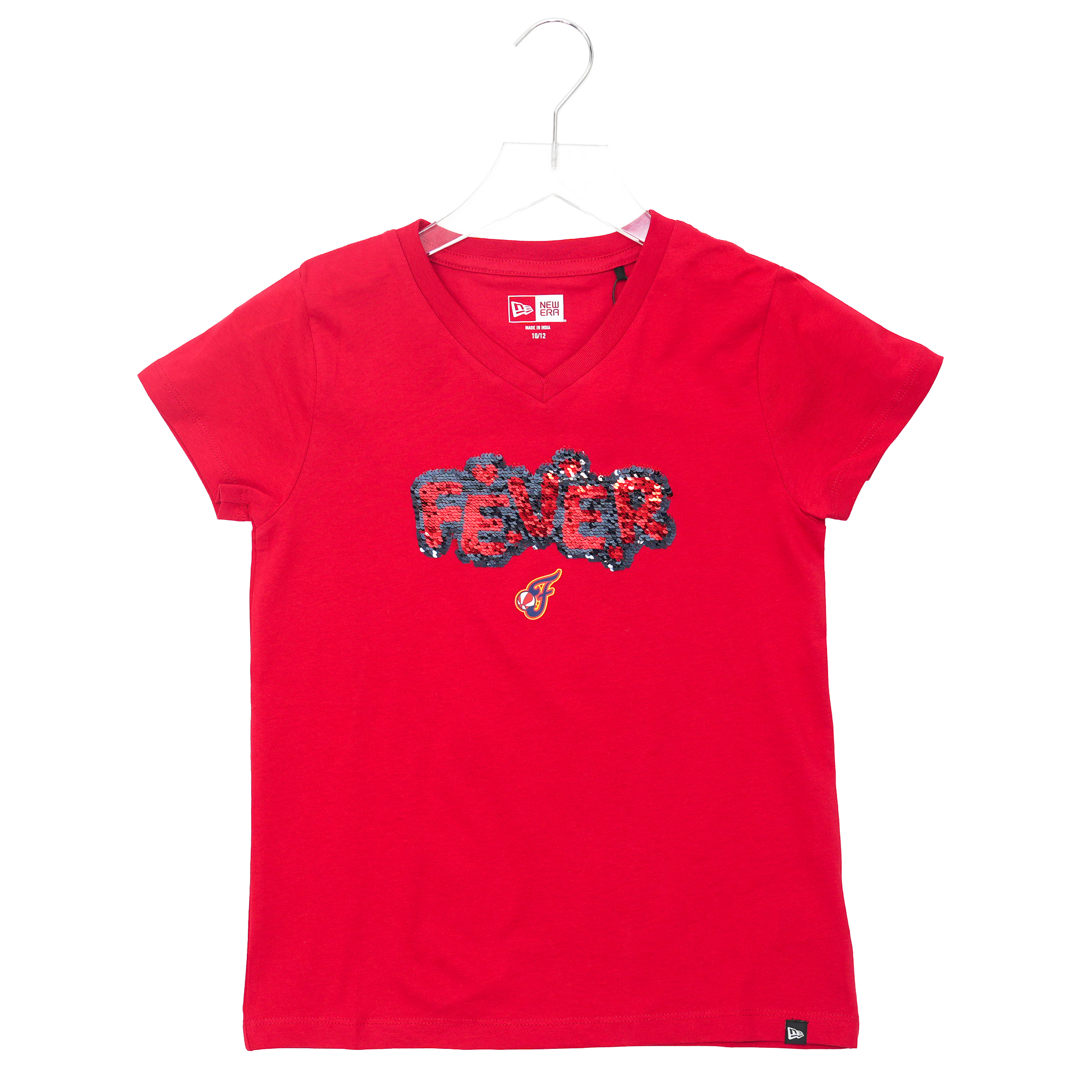 Youth Girls Indiana Fever Flip Sequin T-shirt in Red by New Era 