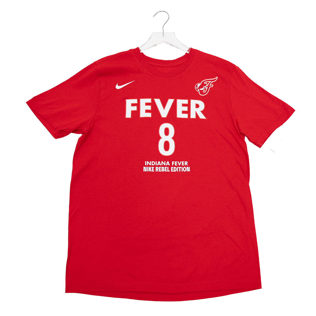 Adult Indiana Fever #8 Sophie Cunningham Rebel Name and Number T-Shirt in Red by Nike