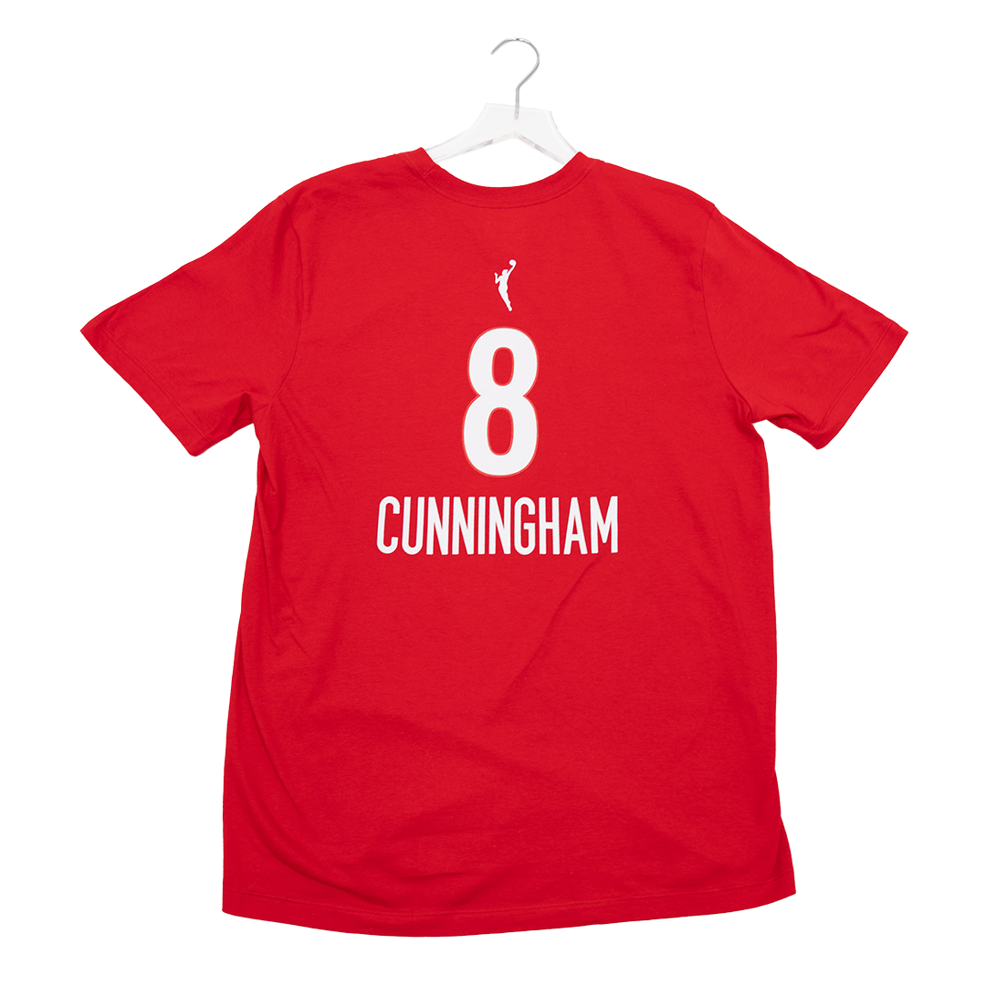 Adult Indiana Fever #8 Sophie Cunningham Rebel Name and Number T-Shirt in Red by Nike