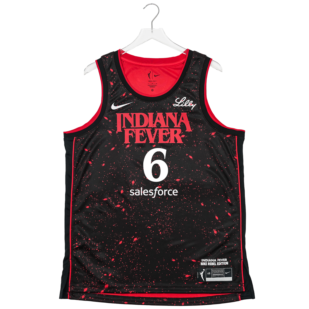 Adult Indiana Fever #6 Natasha Howard Stranger Things Rebel Swingman Jersey in Black by Nike