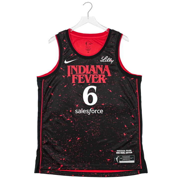 Adult Indiana Fever #6 Natasha Howard Stranger Things Rebel Swingman Jersey in Black by Nike