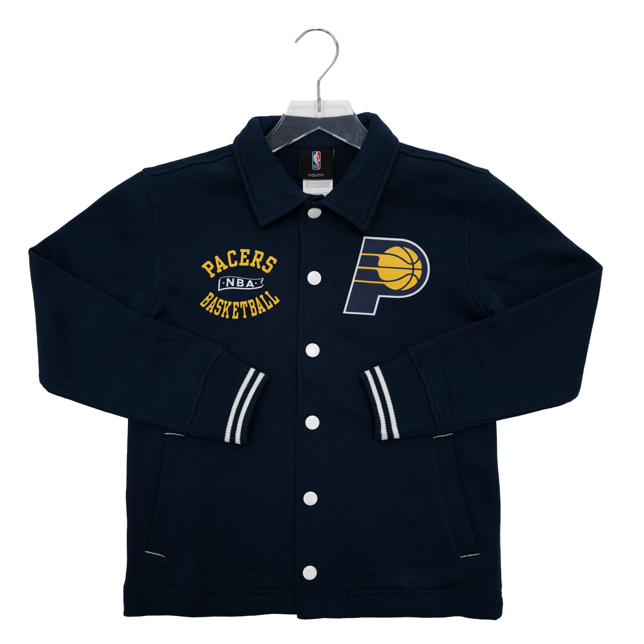 Youth Indiana Pacers Fleece Snap Coach Jacket in Navy by