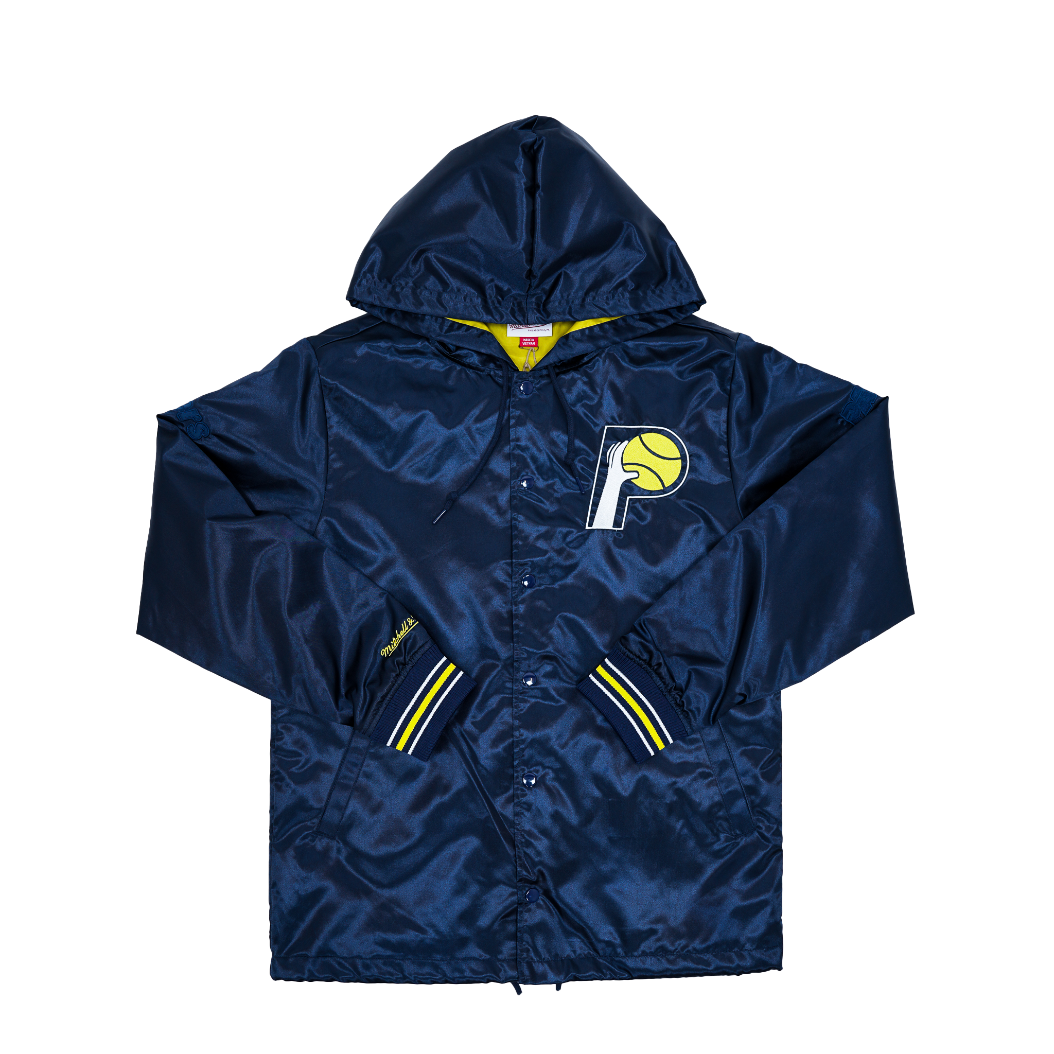 Adult Indiana Pacers Satin Coaches Hooded Jacket in Navy by 