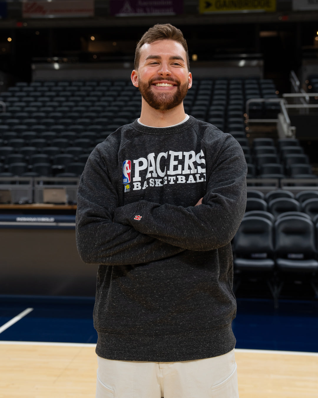 Adult Indiana Pacers NBA Logoman Crewneck Sweatshirt in Black by Homage