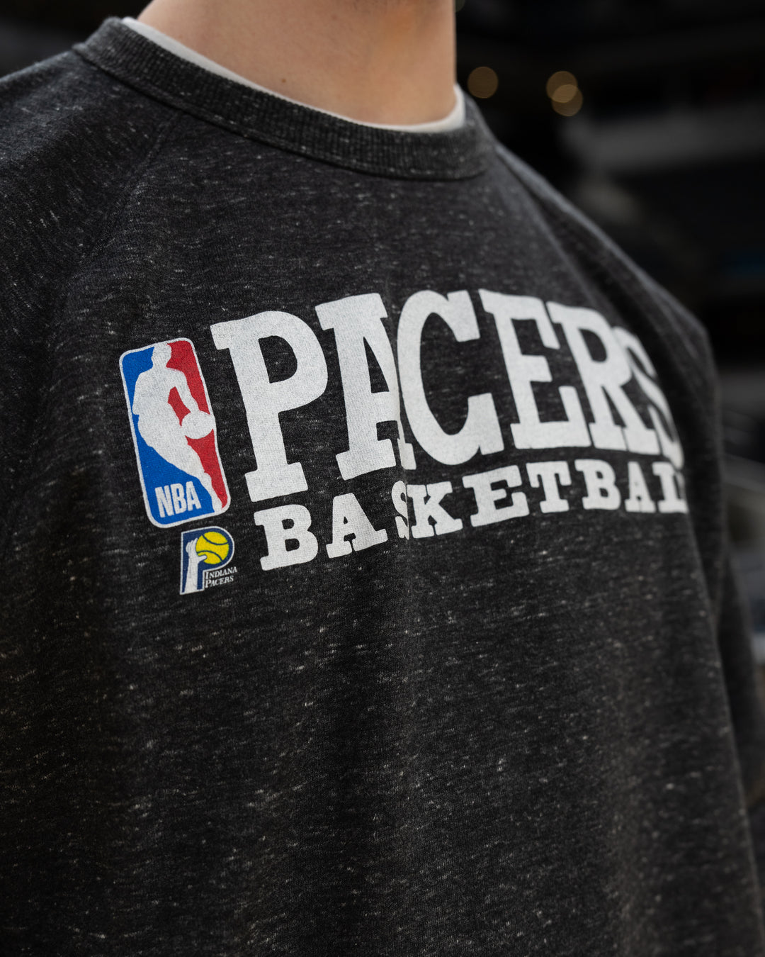Adult Indiana Pacers NBA Logoman Crewneck Sweatshirt in Black by Homage