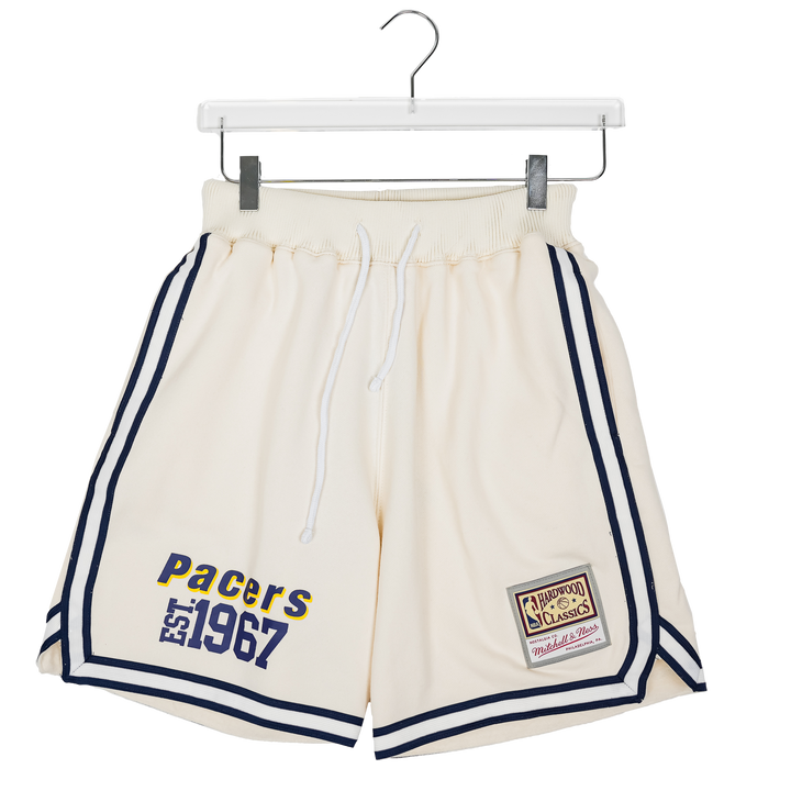 Adult Indiana Pacers Swagger Fleece Shorts in Natural by Mitchell and Ness