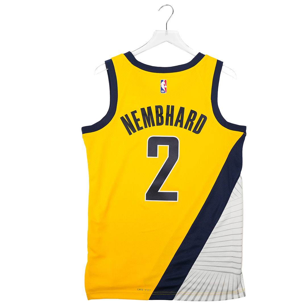 Adult Indiana Pacers #2 Andrew Nembhard Statement Swingman Jersey in Gold by Jordan