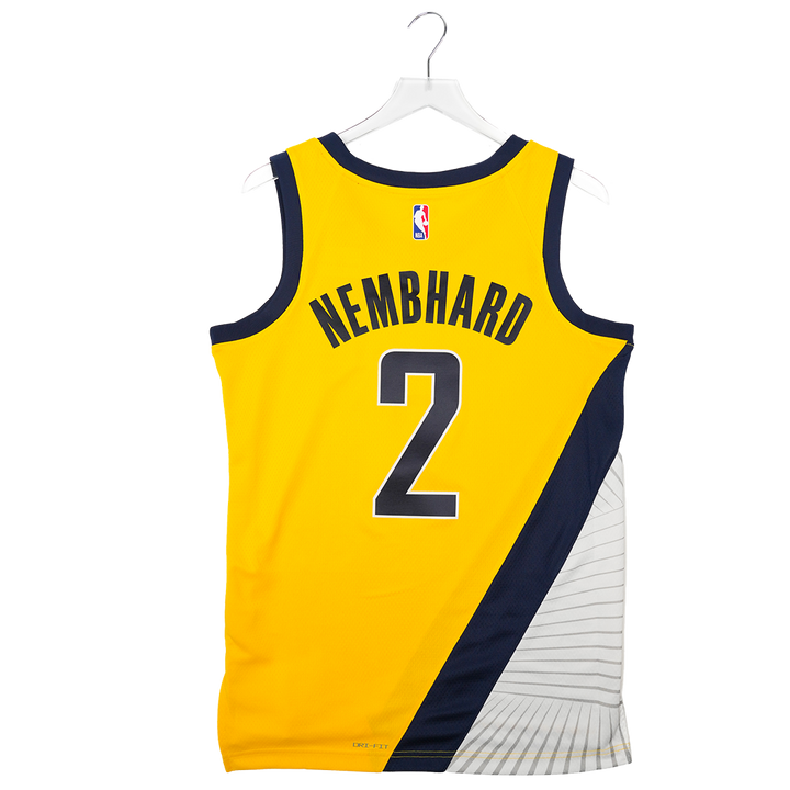 Adult Indiana Pacers #2 Andrew Nembhard Statement Swingman Jersey in Gold by Jordan