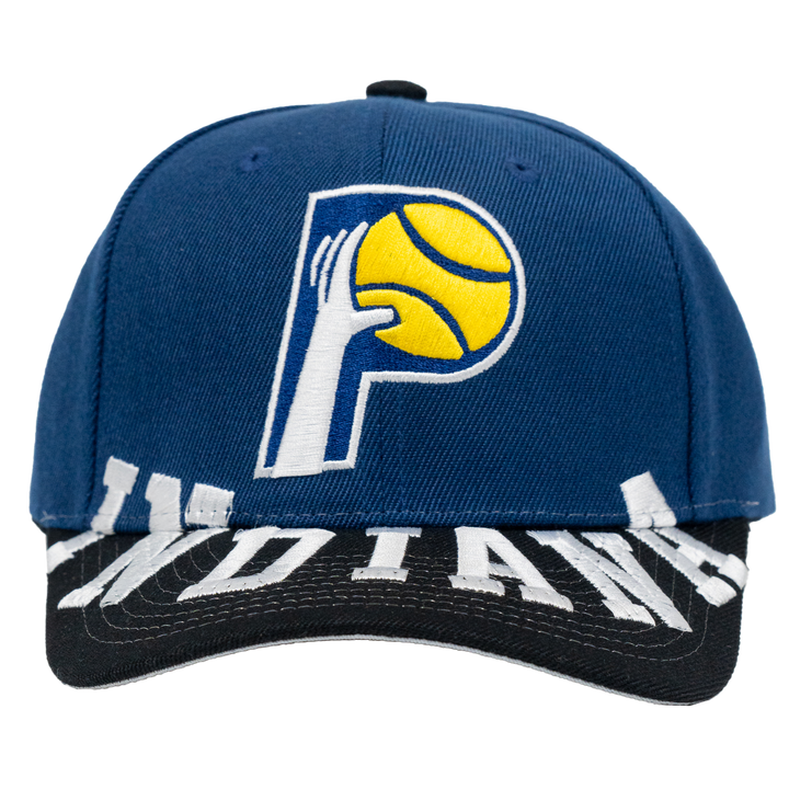 Adult Indiana Pacers Underarch Pro Snapback Hat in Navy by Mitchell and Ness