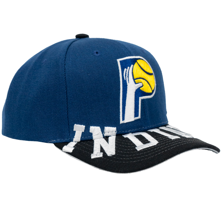 Adult Indiana Pacers Underarch Pro Snapback Hat in Navy by Mitchell and Ness