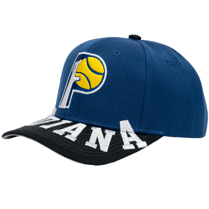 Adult Indiana Pacers Underarch Pro Snapback Hat in Navy by Mitchell and Ness