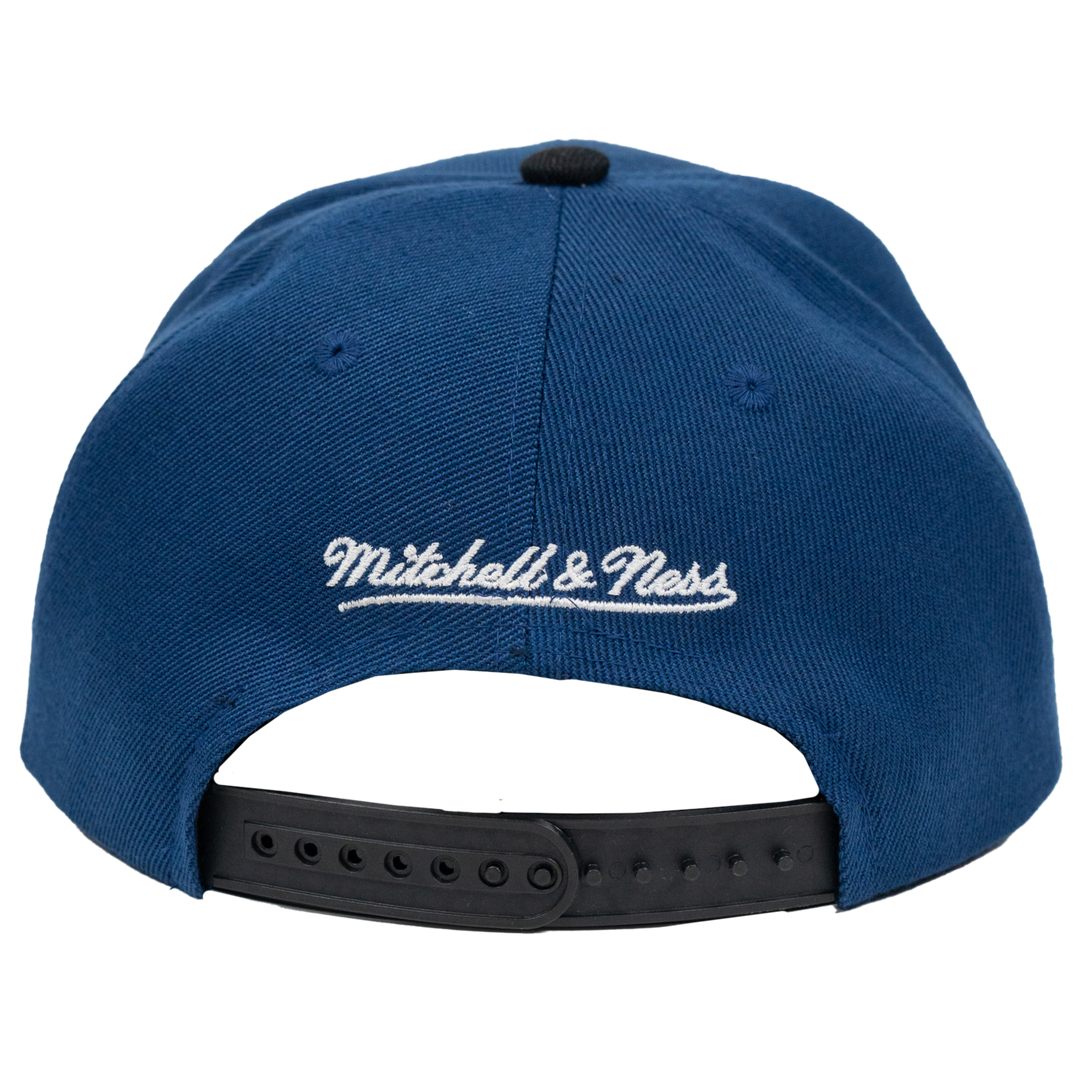 Adult Indiana Pacers Underarch Pro Snapback Hat in Navy by Mitchell and Ness
