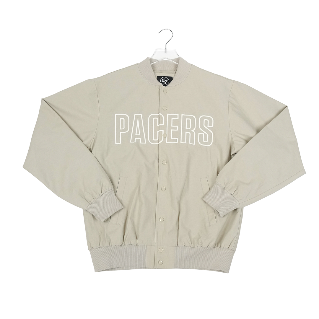 Adult Indiana Pacers Trademark Twill Bomber Jacket in System Grey by '47