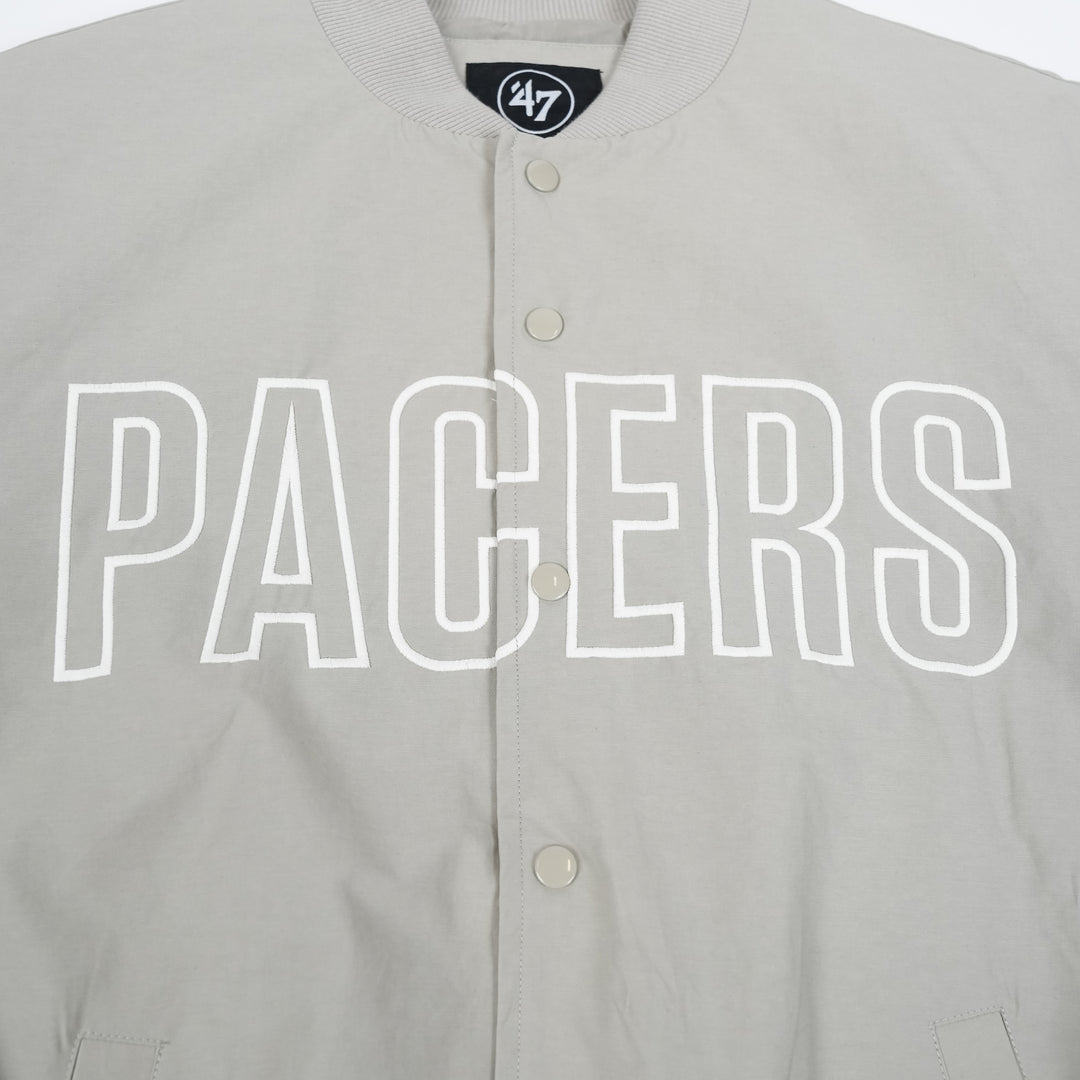 Adult Indiana Pacers Trademark Twill Bomber Jacket in System Grey by '47
